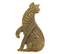 Ciieeo Broche Chat Abstrait Vintage en Alliage Doré Épingle à Cape Sécurisée pour Femme Accessoire Mode pour Manteau et Veste Pin'S Kawaii Décoratif Badge Métal Unique