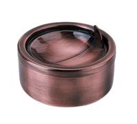 Ciieeo Cendrier Automatique en Acier Inoxydable avec Couvercle Coupe-Vent | Grand Cendrier Poussoir Rotatif Couleur Cuivre pour Intérieur, Extérieur, Balcon et Bar (Design Hermétique)
