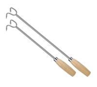 Ciieeo Crochet à Viande avec Manche en Bois 2 Pièces en Acier Inoxydable | Aliments et Ailes de Poulet, Usage en Service Alimentaire et Boucherie, Crochet Robuste
