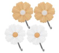 Ciieeo Crochet Adhésif Mural Forme de Petite Marguerite en Acier Inoxydable, 4pcs, sans Perçage, Forte Capacité de Charge pour Manteaux et Porte-clés Couleur Aléatoire