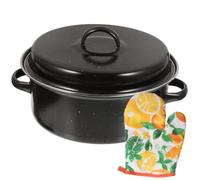 Ciieeo Cuiseur à Dinde, Plat à Rôtir Multifonction, 1 Set, Émail Noir, Résiste aux Hautes Températures, Poignées Doubles Ergonomiques, pour Châtaignes et Patates Douces, Maison