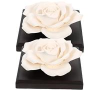 Ciieeo Diffuseur de Parfum Voiture Design Spécial Noir Forme Rose en Céramique 2pcs, Diffuseur D'arômes Unique Rafraîchit L'air pour Bureau et Voiture