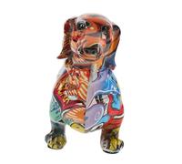 Ciieeo Figurine De Chien Teckel en Résine Colorée, Décoration Moderne Graffiti, Petit Ornement Animal pour Maison Et Bureau, Sculpture Artistique Créative, Statue Décorative D'intérieur