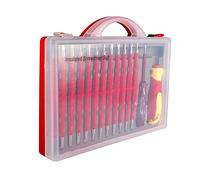 Ciieeo Kit de Tournevis Isolés pour Travaux Professionnels et Bricolage à Domicile Porte-vis en Acier Rouge, Résistance Élevée et Mallette Portable pour Électricien