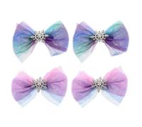 Ciieeo Lot de 4 Barrettes de Noël de Nœud et Flocon de Neige, Épingles à Cheveux Féminines en Matériau Solide, Accessoires Coiffure Hiver Festif pour Filles et Femmes Plusieurs styles