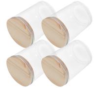 Ciieeo Lot de 4 Bougeoirs en Verre Transparent 200ml avec Couvercles, Pratique et Multi-Usage pour Décoration Intérieure et Rangement