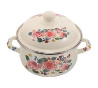 Ciieeo Marmite à Soupe Vintage en Émail 1,6l avec Couvercle, Résistant aux Odeurs, Surface Facile à Nettoyer, pour Cuisiner Légumes et Ragoûts