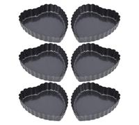 Ciieeo Moules à tartelettes 6 pièces en acier au carbone forme cœur avec fond amovible et surface antiadhésive pour préparations de fête et occasions spéciales