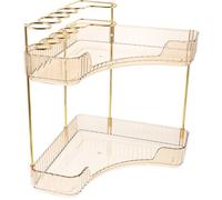 Ciieeo Organisateur d'angle Double Étage pour Comptoir de Salle de Bain en Métal et Pet Forte Capacité de Charge, Structure Simple, pour Chambre et Bureau