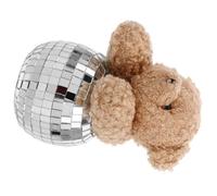Ciieeo Ornement Ours Disco en Peluche Effet Miroir en Verre, Décoration Moderne pour Bureau et Maison, Lumière Captivante et Ombres Élégantes
