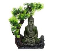Ciieeo Ornement pour Aquarium Bouddha Assis, Décoration en Résine | Paysage D’aquarium Vert, Base Plate, pour Poissons Jouer et Se Cacher, Accessoire Décoratif