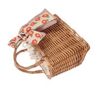Ciieeo Panier en Rotin Tressé Fait Main avec Ruban, Boîte à Biscuits Légère et Polyvalente pour Décoration de Mariage et Activités Extérieures Diverses