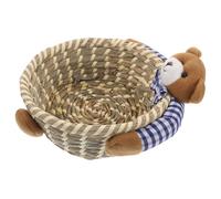 Ciieeo Panier et Pratique Bleu de Rangement Ours en Paille Tissée Multifonctionnel en Coton et Adorable pour Décoration Maison et Chambre D'garçon et Filles