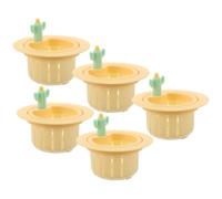Ciieeo Panier Passoire Cuisine Cactus en Plastique Jaune, Panier de Filtre D'évier Robuste, Lot de 5 Pièces pour Évier Domestique