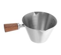Ciieeo Pichet et Mesure Précise à Lait Multifonction en Acier Inoxydable 90ml Manche en Bois pour Mousse de Lait pour Espresso