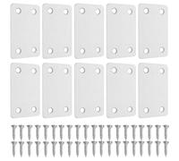 Ciieeo Plaques Métalliques Plates pour Fixation et Réparation de Meubles et Étagères Lot de 10 en Acier Inoxydable Argenté avec Supports Angle Plats, Installation Facile