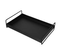 Ciieeo Plateau de Service en Métal, Assiette de Rangement pour Fruits Rectangulaire Noire 1 Pc, Fer, avec Poignées Latérales, Portable, pour Bureau et Pique-niques
