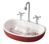 Ciieeo Porte-Savon Aimanté Ventouse sans Trou Bac à Savon pour Douche Salle de Bain et Cuisine Blanc Rouge