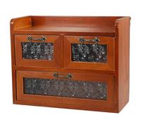 Ciieeo Présentoir en Bois et Verre Vintage à Deux Tiroirs pour Objets | Décor Chic Marron, Base Stable et Structure Ferme, pour Modèles, Bureau ou Dessus de Commode