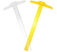 Ciieeo Règle à Double Échelle en Plastique Rigide 30 CM, Lot de 2 Pièces, Outil de Mesure pour Architecture et Fournitures Artistiques Étudiants, Forme de T, Transparent et Orange