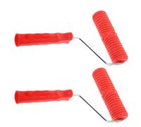 Ciieeo Rouleau à Peinture à Motifs 7 Pouces avec Manche en Plastique Rouge, 2pcs, pour Texturer Murs et Décoration Murale DIY avec Effet Grain de Bois