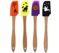 Ciieeo Spatule à Pâtisserie en Silicone Manche en Bois, Lot de 4 Pièces Légères et Faciles à Transporter pour Travaux de Cuisson Cuisine