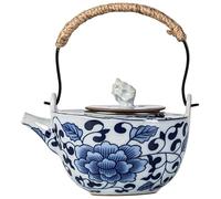 Ciieeo Théière En Porcelaine Bleue Et Blanche Avec Infuseur En Acier Inoxydable Et Poignée En Corde Style Vintage Pour Maison Bureau Et Salon De Thé 210 Ml