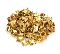Cikonielf 100 pièces Rivets en cuivre goujons carrés rivets à griffes accessoires de mode tête de clou Punk décoratif pour vêtements vestes ceintures(Or)