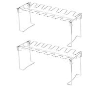 Cikonielf 2 pièces Poulet Jambe Aile Gril Support en Acier Inoxydable Pliant Barbecue Four rôtissoire Support BBQ Poulet pilons Rack