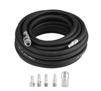 Cikonielf Tuyau d'air Comprimé 15m Noir, 9.5mm x 15mm, Pression d'éclatement 900psi, Kit de Tuyau à Air Pneumatique avec 5 Connecteurs, Raccord Rapide, 1 Pièce
