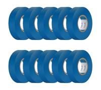 CILIA Lot de 10 Rubans Isolants Électriques PVC 19mm x 25m - Scotch d'Électricien Ignifugé - Adhésif Professionnel Norme IEC - 600V - Pour Câbles et Fils - Bleu