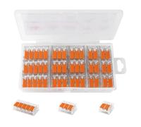 CILIA Lot de 30 Bornes de Connexion à Levier - Assortiment de Connecteurs Électriques Rapides 2, 3, 5 Entrées - Bornes de Raccordement Compactes et Réutilisables pour Tous Types de Fils (0,2-4 mm²)