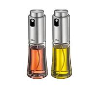 cilio Bari Lot de 2 bouteilles de vinaigre et d'huile 80 ml chacune avec pompe en verre et acier inoxydable