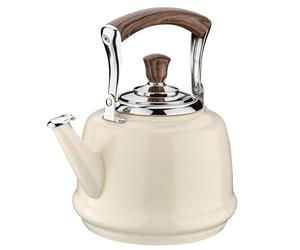 cilio Bianco Bouilloire en acier inoxydable laqué, avec flûte à 2 tons pour toutes les plaques de cuisson, fond capsulé Ø 14,5 cm, capacité 2 l, capacité 1,2 l