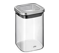 Cilio Cubo Boîte de conservation hermétique en verre borosilicate pour farine, sucre et aliments secs Hauteur 14,5 cm Capacité 1 l