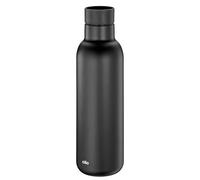 cilio Gourde isotherme Deluxe en acier inoxydable - Bouchon à 360° - Système à double paroi - Incassable et anti-fuite - 18 h chaud et 24 h froid - 450 ml - Hauteur : 23 cm - Noir