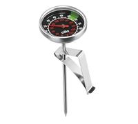 cilio Thermomètre à lait, en acier inoxydable, appareil de mesure de la température des liquides, pour une mousse de lait parfaite, clip réglable, marquages de 60 °C à 70 °C, échelle jusqu'à 100 °C