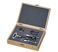 Cilio TOSCANA Coffret cadeau 3 pièces avec tire-bouchon, attrape-gouttes, coupe-capsule, boîte en bois