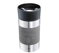 Cilio Viaggio Gobelet isotherme, en acier inoxydable, à emporter, couvercle en plastique, fermeture à 360°, système à double paroi, incassable et anti-fuite, 300 ml, hauteur : 15,5 cm, gris