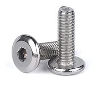Cilky Vis à métal Boulon à Capuchon Plat M10 à tête Ultra Basse, Boulon à Douille hexagonale en Acier Inoxydable 304, 5 pièces(M10*30)