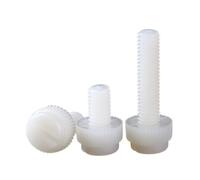 Cilky Vis à métal Lot de 10 à 50 vis moletées à tête Fendue en Plastique Blanc et Noir, M3-M8, en Acrylique Transparent, Nylon PA66, sans Outil(White,M3x12(50pcs))