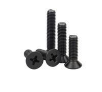 Cilky Vis à métal Lot de 5/10/20/50/100 vis à tête fraisée cruciforme en Acier au Carbone Noir M1.6 M2 M2.5 M3, Longueur de Filetage 3-80 mm(M2.5x16mm 50pcs)