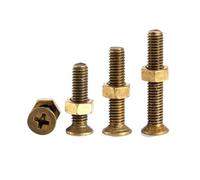 Cilky Vis à métal M2 M2.5 M3 M4 M5 M6 2 en 1 Laiton Cuivre Tête fraisée Boulon Croix Écrou Combinaison Cross Tête Plate Vis Écrous hexagonaux Ensembles(M6x30mm-3Sets)