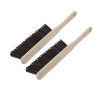 CIMAXIC 2 Pièces Brosse à Poussière en Bois, Petit Plumeau à Long Manche, Café, Fibre Synthétique, pour Verre et Velours, Nettoyage Domestique et Mobile