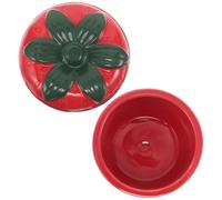CIMAXIC Bocal de Rangement en Céramique à Fraises avec Couvercle | Rouge, Surface Lisse et Format Compact, pour Snacks et Épices, Style Décoratif pour Petits Espaces