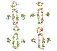 CIMAXIC Ensemble de 4 colliers de fleurs hawaïens - Couronne de fleurs artificielles colorées, collier, bracelet et coiffe pour décorations de fête Luau, anniversaire et événements sur le thème