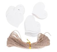 CIMAXIC Étiquettes de Prix Vintage en Papier Kraft Forme Cœur avec Ficelle de Lin Blanc, Cartes Vierges Suspendues pour Décoration de Mariage et Présents