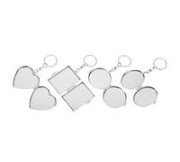 CIMAXIC Porte-clés Lot de 4 Miroir de Poche Pliant en Alliage de Zinc et Verre Argenté Pendentifs Créatifs Ovales et Ronds , pour Cérémonie de Remise des Diplômes