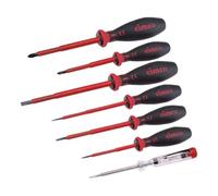 Assortiment de tournevis électriciens Cimco VDE, 7 pièces, fente + PZ, 1 pièce.