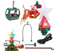 Cime De Sapin Alimenté par USB Rotatif avec Lumières Musicales | Décorations De Noël Électriques Père Noël Et Élan Pour Extérieur Chambre Salon Bureau Appartement Fête Magasin École